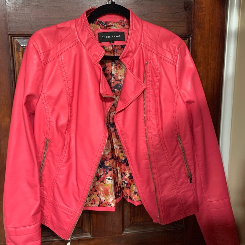 Pink women’s leather jacket